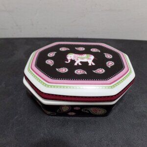 Vera Bradley Pink Elephants My Home Collection Andrea by Sadek Trinket Box